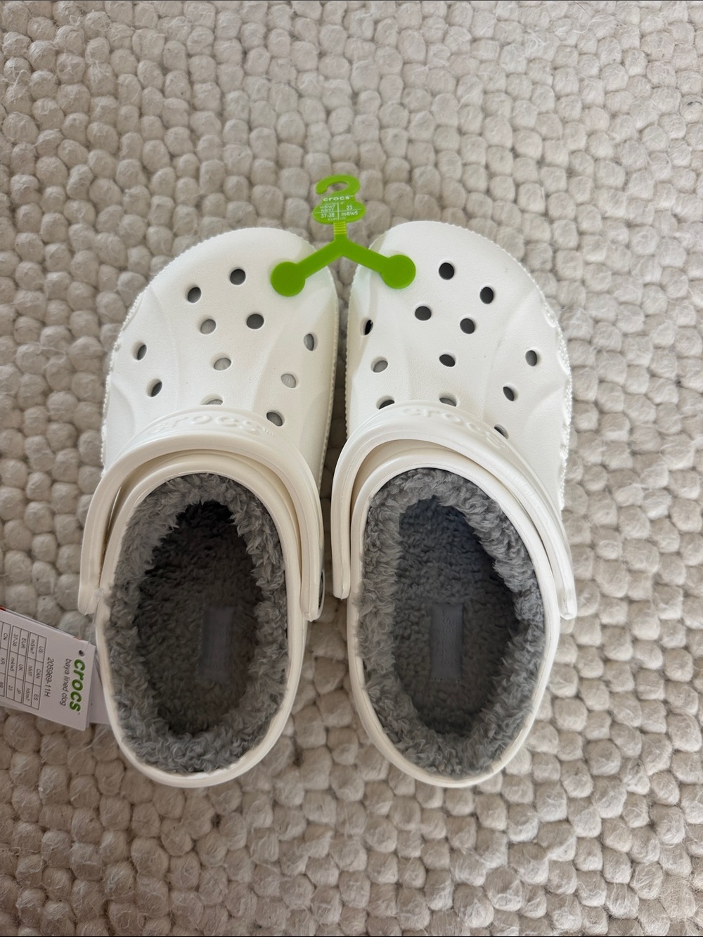 CROCS Kids White Clog with Gray Lining